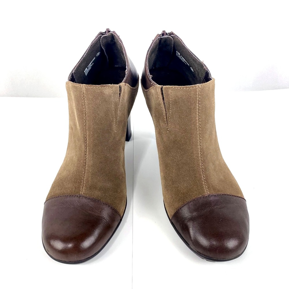 Aerosoles Leather Ankle Boots Women's 8.5 M Brown Suede Booties Shoes 39 Fine!